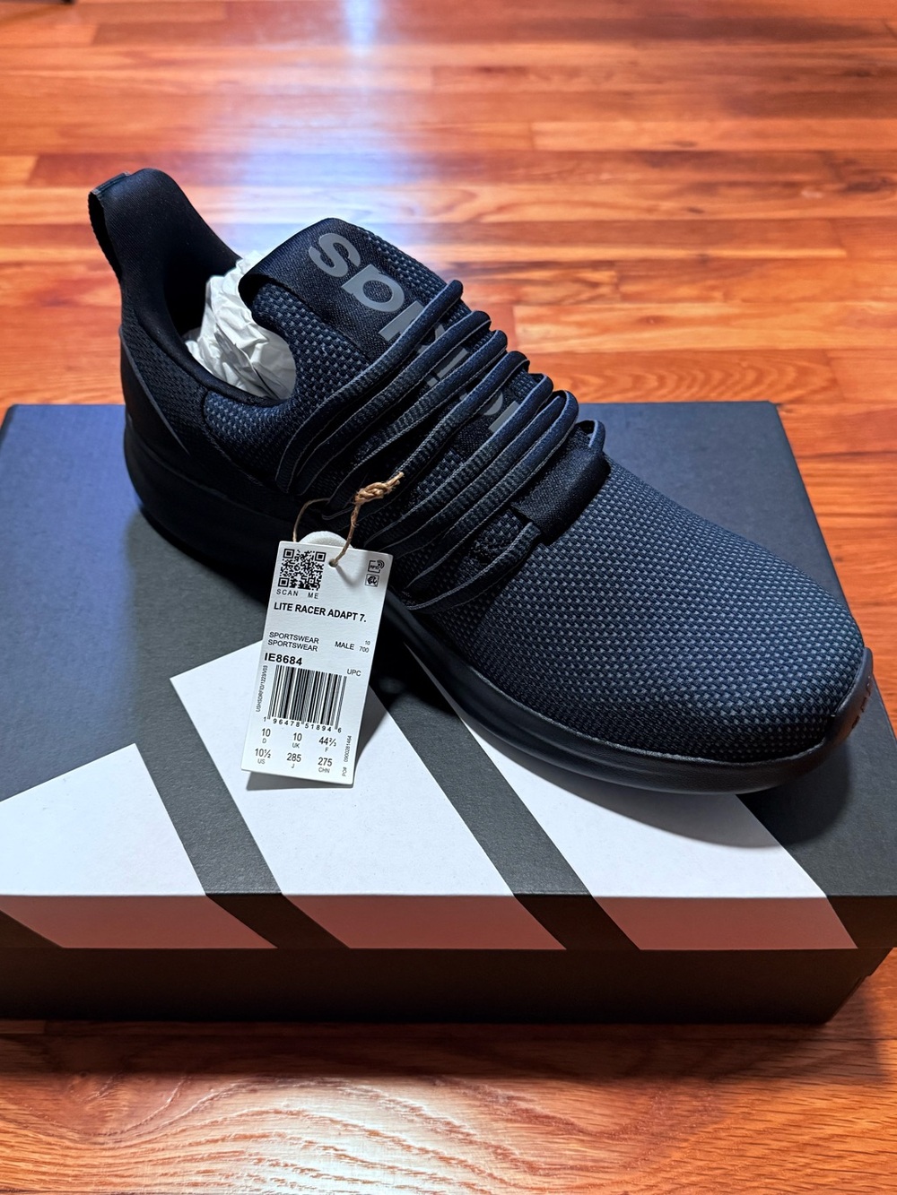 adidas Men's Black Slip-On LiteRacer Adapt 7.0 Wide Sneaker